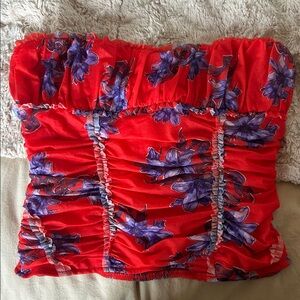 Red Floral free people tube top